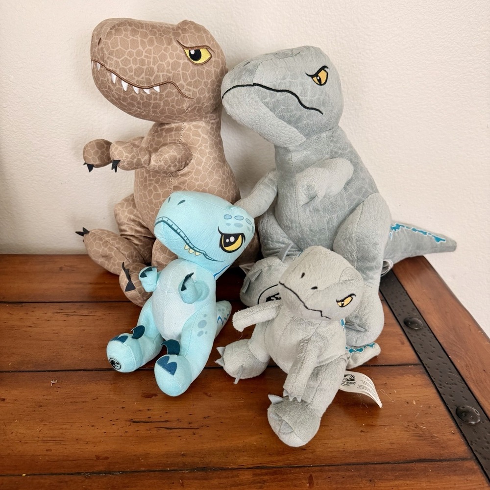 Jurassic World Dominion Lot, 11" Inch Plush Bundle Pack, T-Rex, Blue,